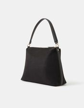 Large Slouchy Suedette Handbag, Black (BLACK), large
