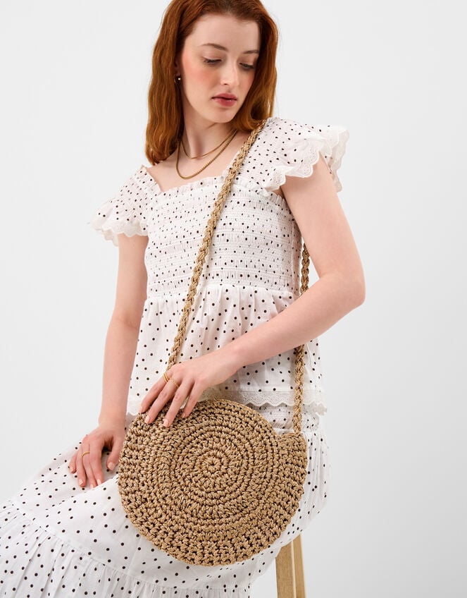 Metallic Shell Macram&eacute; Crossbody Bag, , large