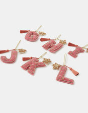 Beaded Initial Velvet Christmas Tree Decoration, Pink (PINK), large