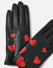Heart Leather Gloves, Black (BLACK), large