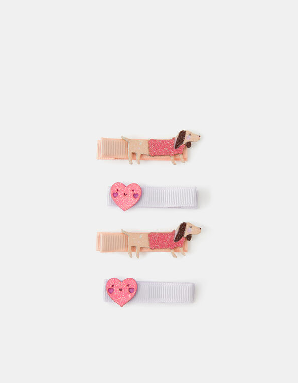4-Pack Girls Sausage Dog Hair Clips, , large