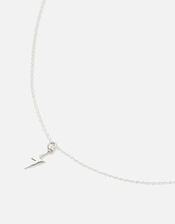 Sterling Silver Lightning Bolt Pendant Necklace, , large