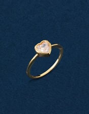 14ct Gold-Plated Sparkle Heart Ring, Gold (GOLD), large