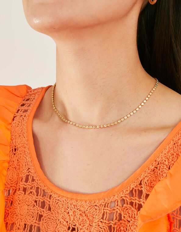 14ct Gold-Plated Diamond Cut Ball Chain Necklace, , large
