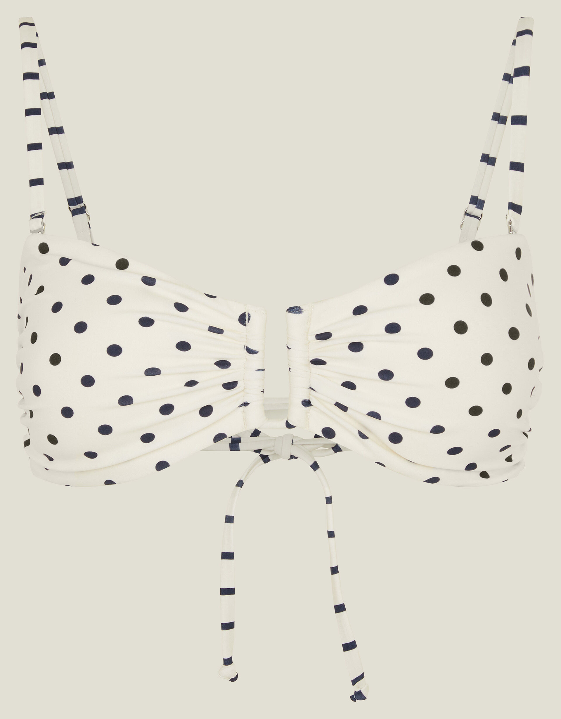 Polka Dot Bandeau Bikini Top Ivory