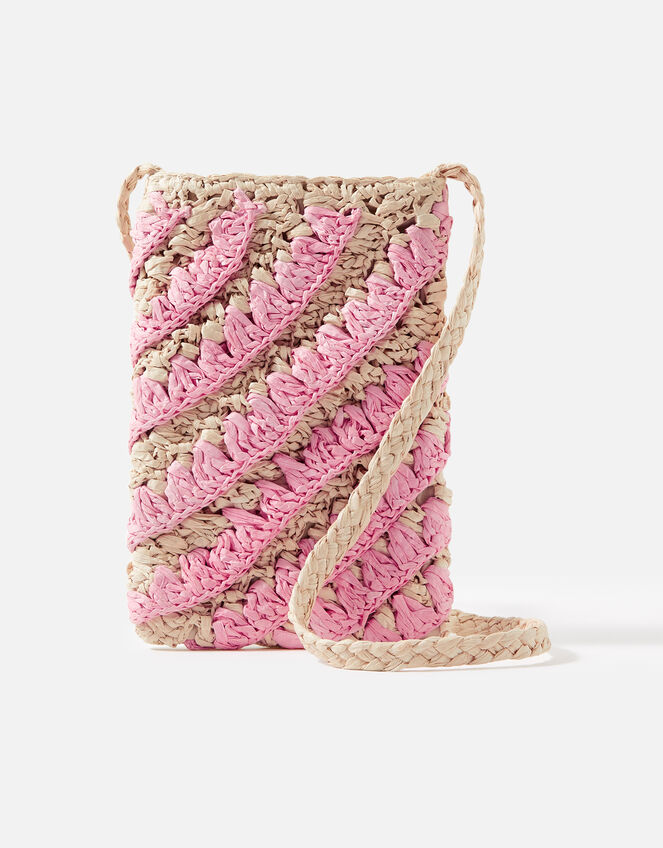 Raffia Ruffle Phone Bag, , large