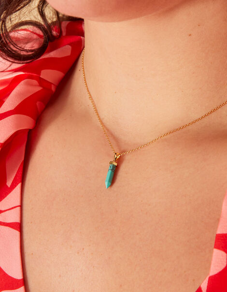 14ct Gold-Plated Turquoise Shard Pendant Necklace, , large