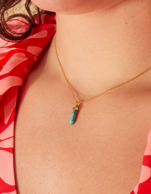 14ct Gold-Plated Turquoise Shard Pendant Necklace, , large