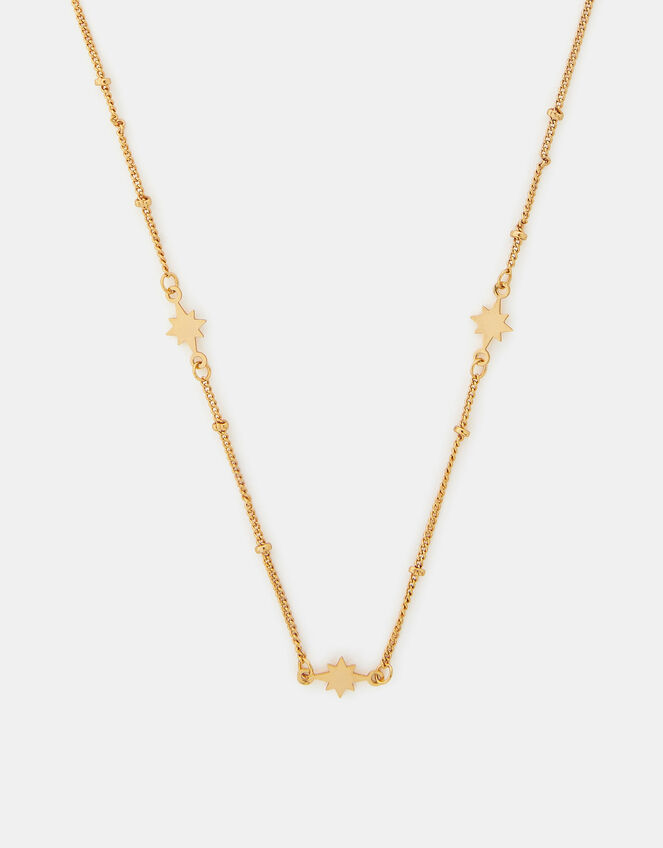 14ct Gold-Plated Star Station Necklace, , large