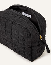 Seersucker Make Up Bag, Black (BLACK), large