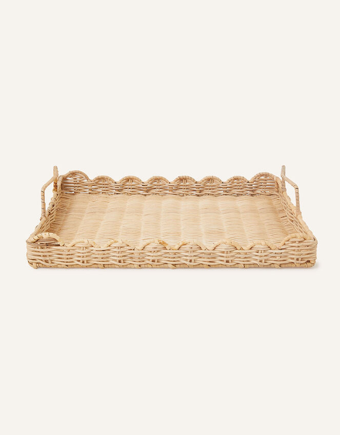 Scallop Trim Large Wicker Tray with Handles Trays & Coasters