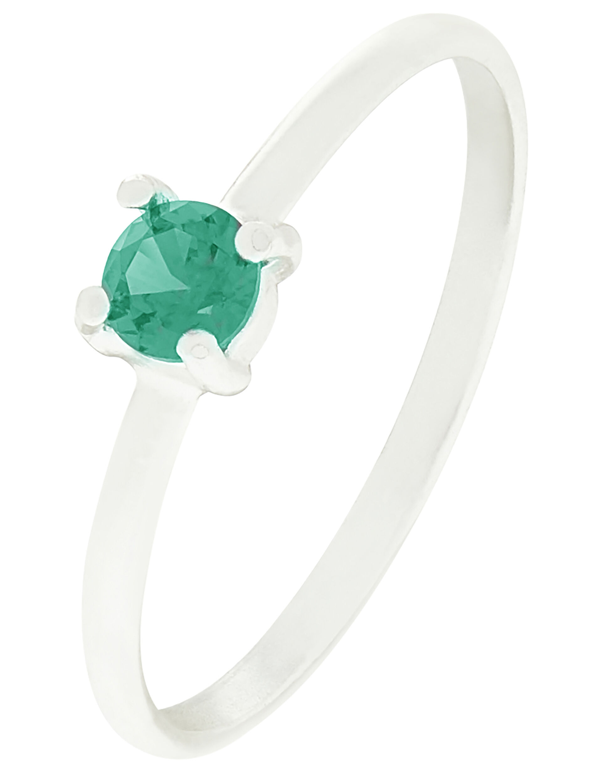 Sterling Silver Gem Stacking Ring, Green (GREEN), large