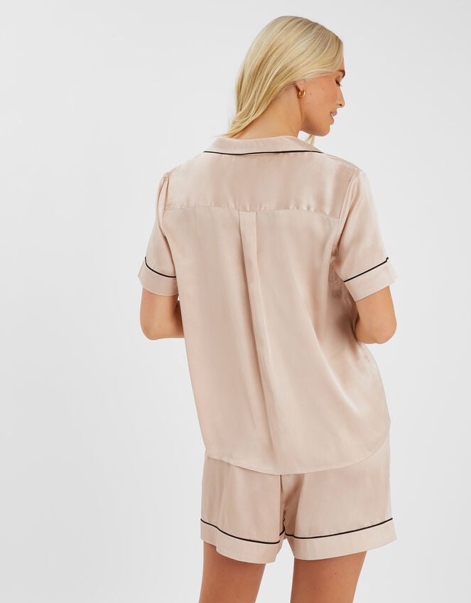Satin Short Pyjamas Set, Camel (BEIGE), large