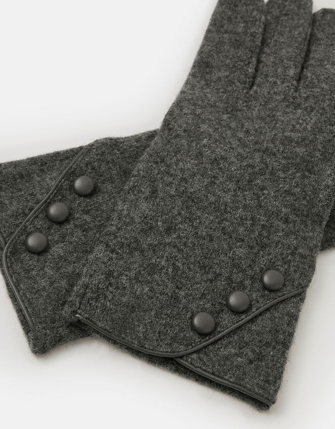Plain Wool Gloves, Grey (GREY), large