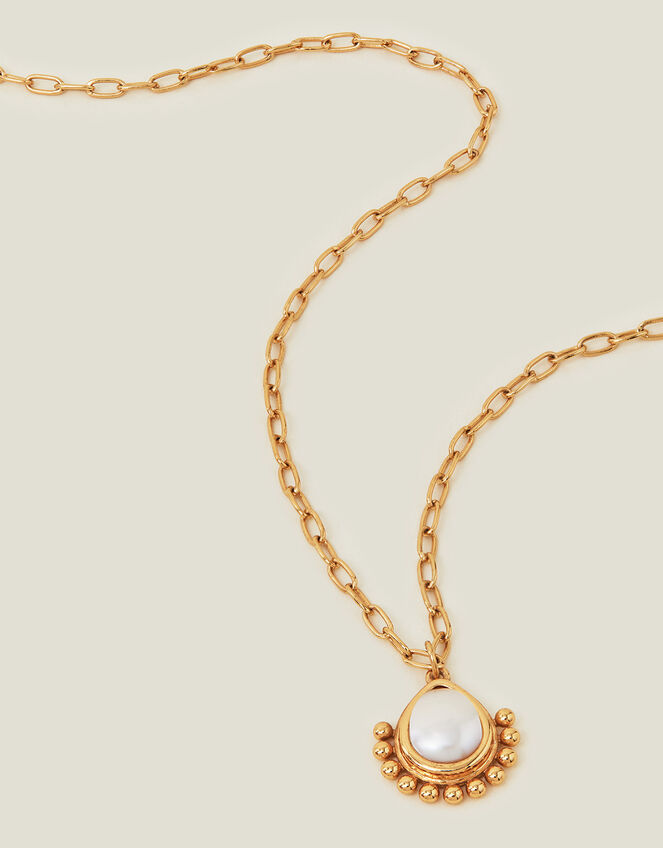 14ct Gold-Plated Pearl Pendant Necklace, , large