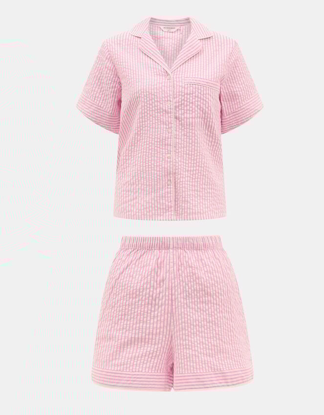 Stripe Seersucker Short Pyjamas Set, Pink (PINK), large