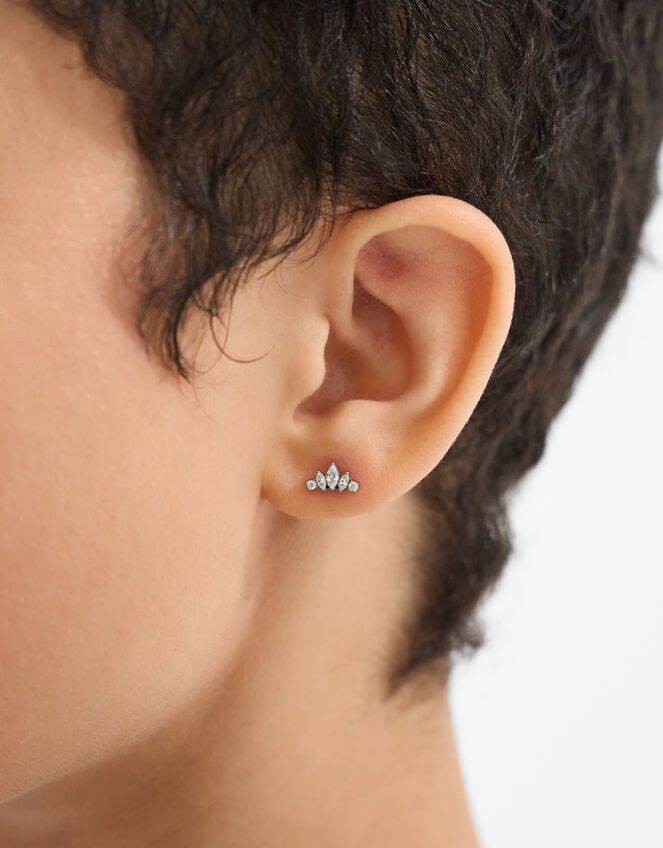 Titanium Marquise Fan Flatback Stud, , large