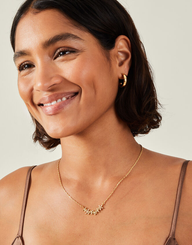 14ct Gold-Plated Flower Cluster Necklace, , large