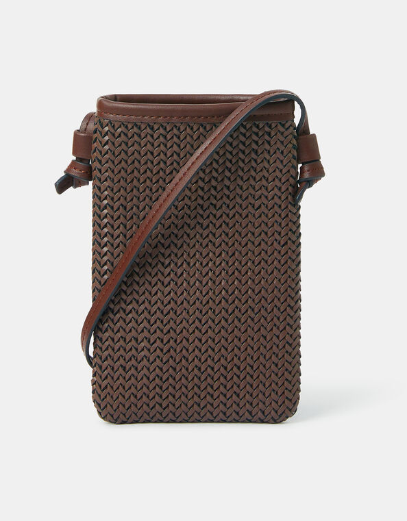 Woven Crossbody Phone Bag, , large