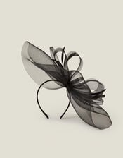 Large Crin Fascinator, Black (BLACK), large