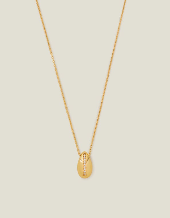 14ct Gold-Plated Sparkle Teardrop Necklace, , large
