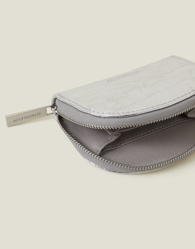 Metallic Crescent Coin Purse, Silver (SILVER), large