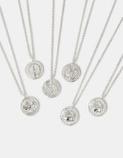 Sterling Silver-Plated Zodiac Coin Pendant Necklace, Silver (ST SILVER), large