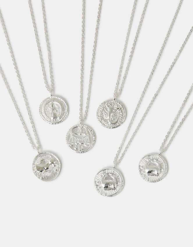 Sterling Silver-Plated Zodiac Coin Pendant Necklace, Silver (ST SILVER), large