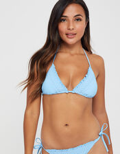 Smock Detail Triangle Bikini Top, Blue (BLUE), large