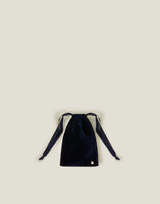 Velvet Drawstring Jewellery Pouch, Blue (NAVY), large