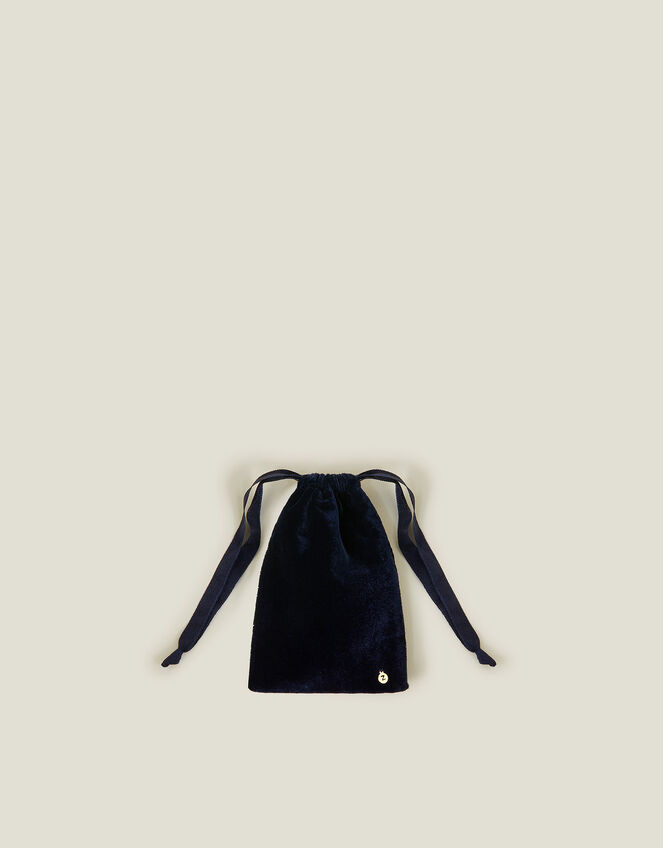 Velvet Drawstring Jewellery Pouch, Blue (NAVY), large