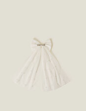 Bridal Pearl Bow Barrette Hair Clip, , large