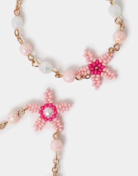 Girls Starfish Beaded Necklace & Bracelet Set, , large