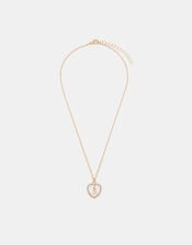 Girls Initial Charm Heart Pendant Necklace, Gold (GOLD), large