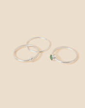 Recycled Sterling Silver Aventurine Rings Set of Three, Green (LIGHT GREEN), large