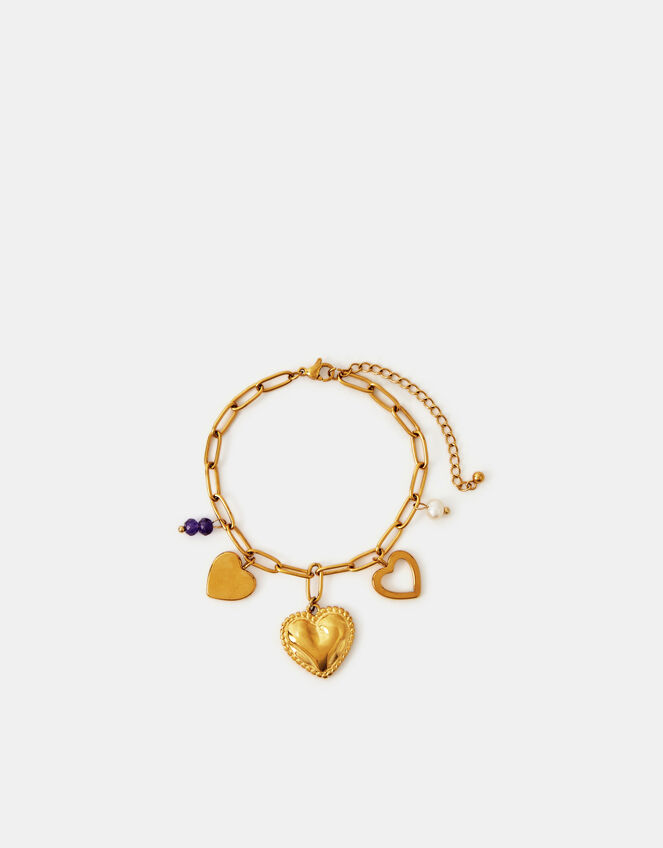 Stainless Steel Heart Charm Bracelet, , large