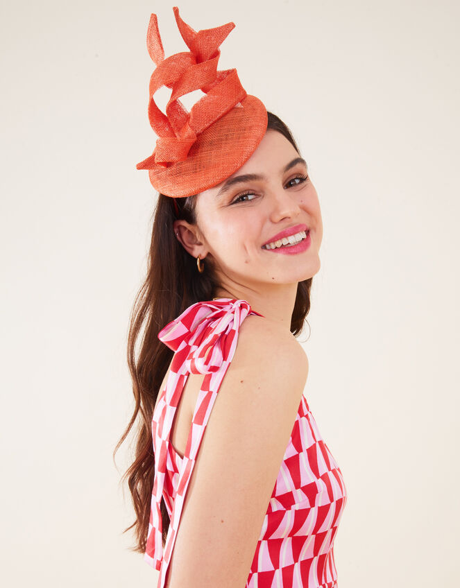 Twirl Sin Band Fascinator, Orange (ORANGE), large