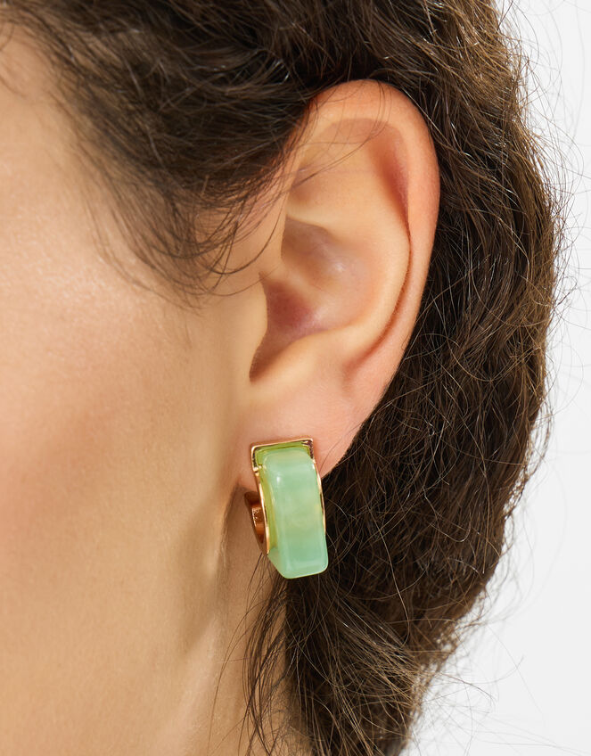 Chunky Square Resin Hoop Earrings, , large