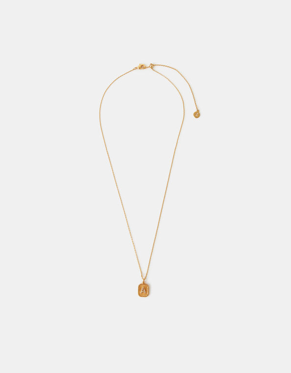14ct Gold-Plated Initial Tag Pendant Necklace, Gold (GOLD), large