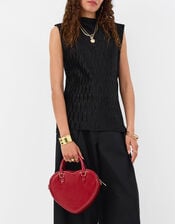 Patent Faux Leather Heart Crossbody Bag, , large
