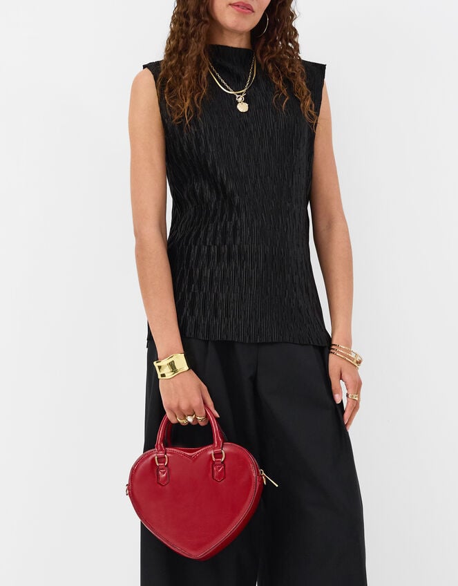 Patent Faux Leather Heart Crossbody Bag, , large