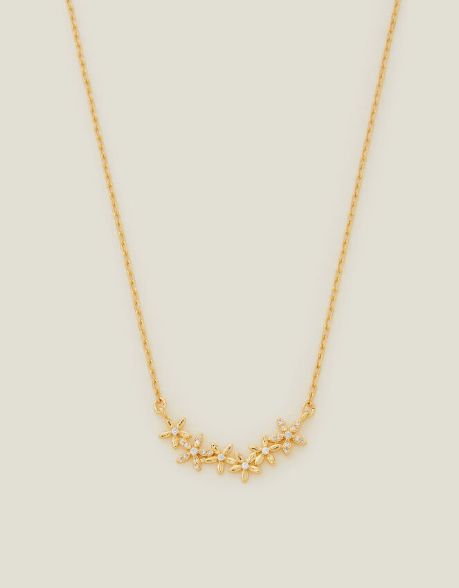 14ct Gold-Plated Flower Cluster Necklace, , large