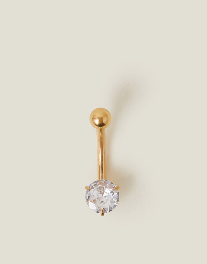 14ct Gold-Plated Surgical Steel Belly Bar, , large
