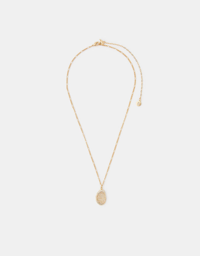 14ct Gold-Plated Drusy Pendant Necklace, , large