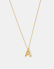 14ct Gold-Plated Molten Initial Pendant Necklace, Gold (GOLD), large