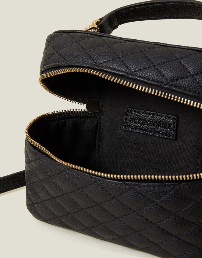 Quilted Top Handle Cross-Body Bag, Black (BLACK), large