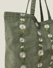 Daisy Embroidered Corduroy Shopper Bag, , large