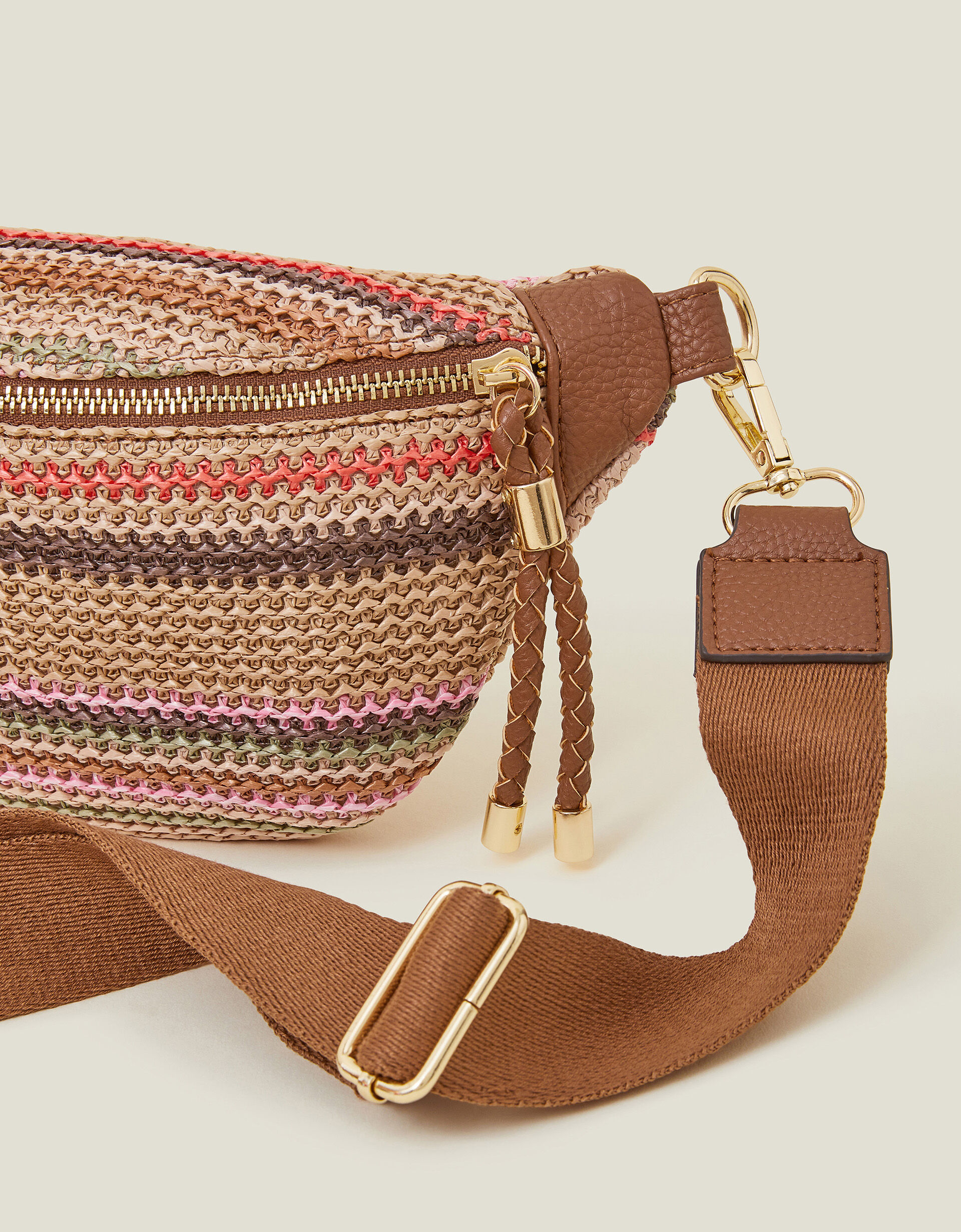 Stripe Raffia Bum Bag Beach Bags Accessorize UK