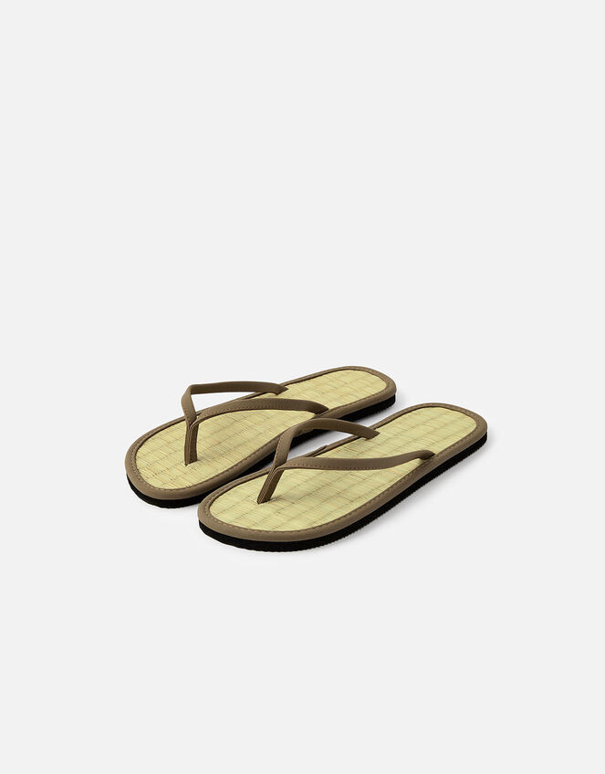 Plain Seagrass Flip Flops , Green (KHAKI), large