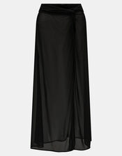 Knot Wrap Sarong Skirt, Black (BLACK), large